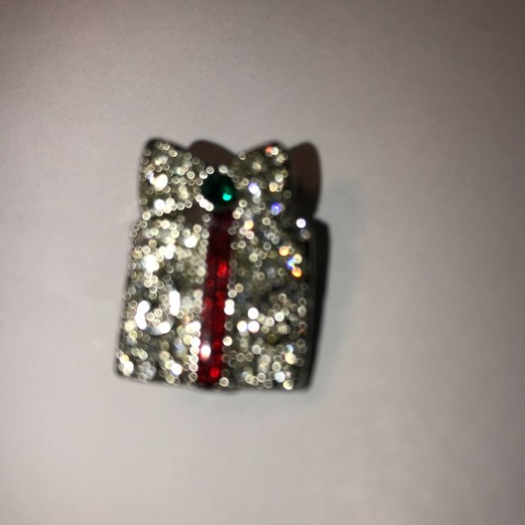 Rhinestone Christmas Gift Pin - Picture 2 of 4